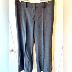 Wool wide leg window pane dress pant